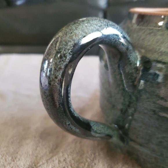 Signed Anspach Studio Pottery Teapot - Handmade Ceramic Art - Charcoal Glaze - Picture 5 of 10